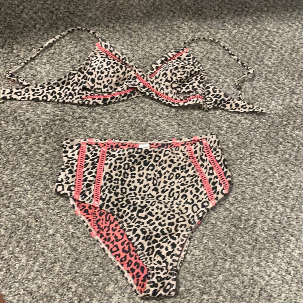Cheetah print high waisted bikini